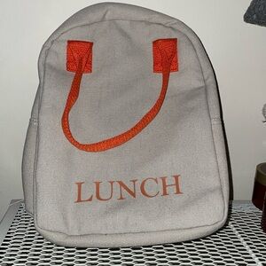 Modern "LUNCH" Graphic Thermal Tote - Cream & Orange